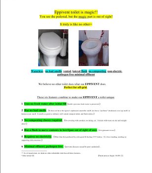 Flyer describing toilet features
